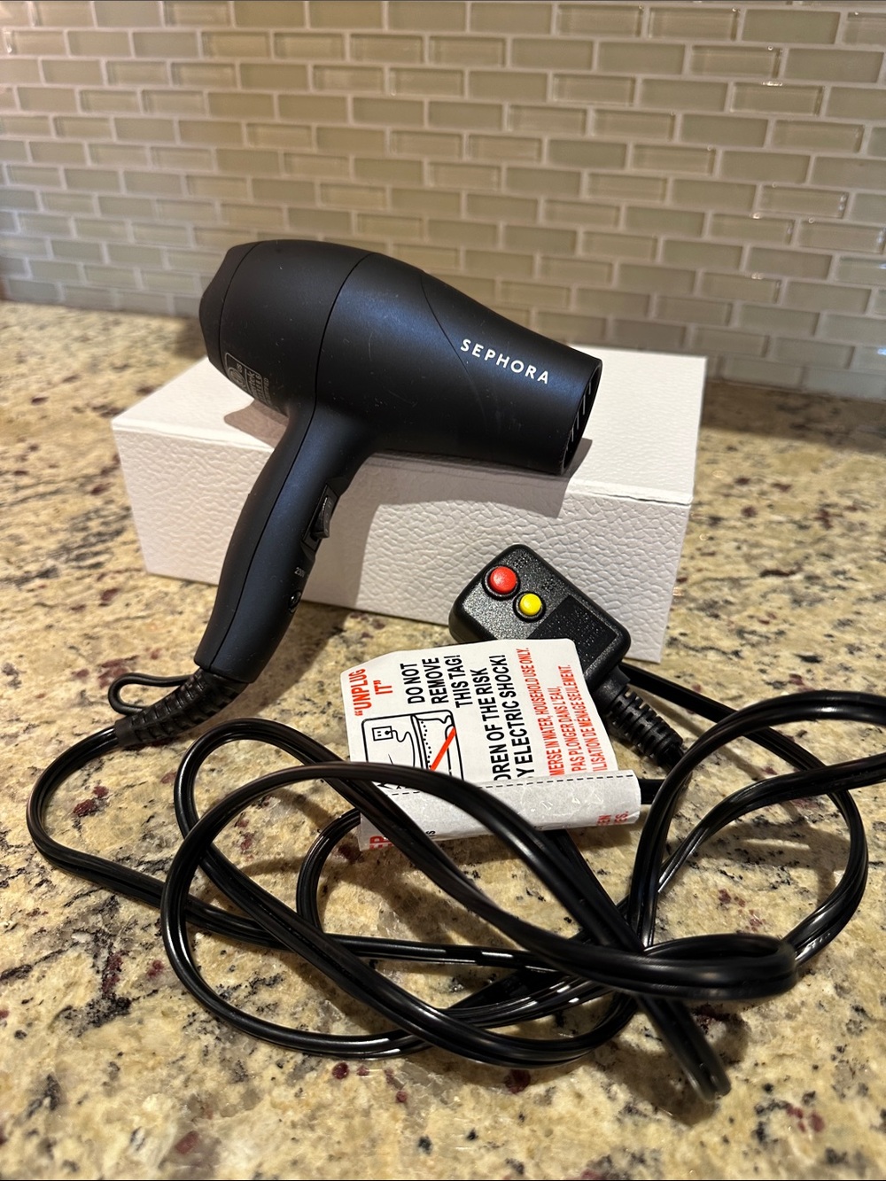 Sephora Matte Black Compact Travel Hair Dryer - Dual Voltage